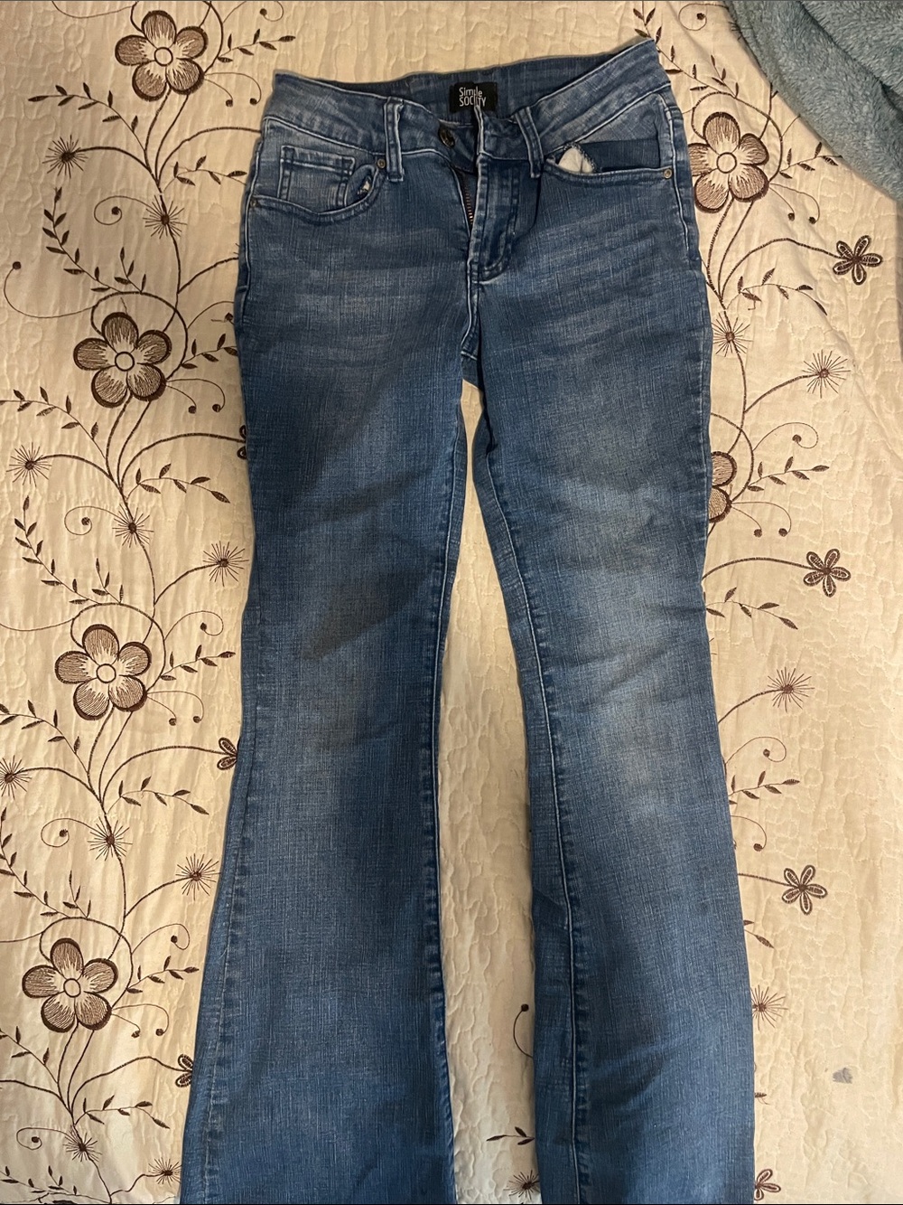 Simply Styled Women's Mid Wash Flare Jeans - Blue